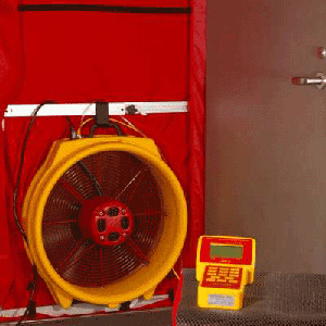 Blower Door Installed During an Energy Audit